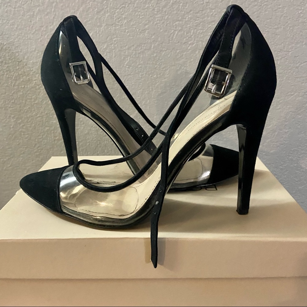 BCBGenration Blk/Transparent- Suede 10M High Heel Pumps